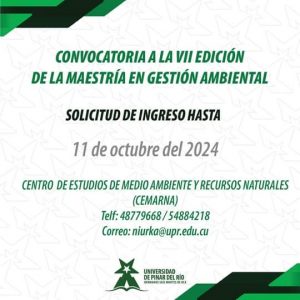 Convocatoria a Séptima Edición de la Maestría en Gestión Ambiental